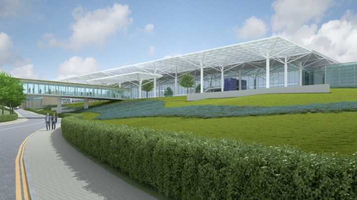 Pictured: An artist's impression of the Airport's terminal building post-expansion. Image: Todd Architects/ Bristol Airport