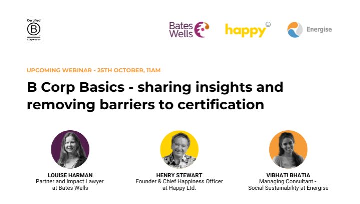 Upcoming Webinar: B Corp Basics – sharing insights to certification