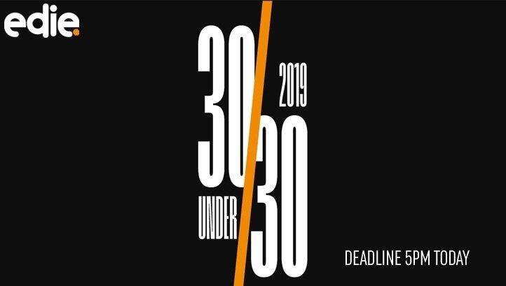 Nominations for edie’s ’30 Under 30′ campaign close TODAY AT 5PM