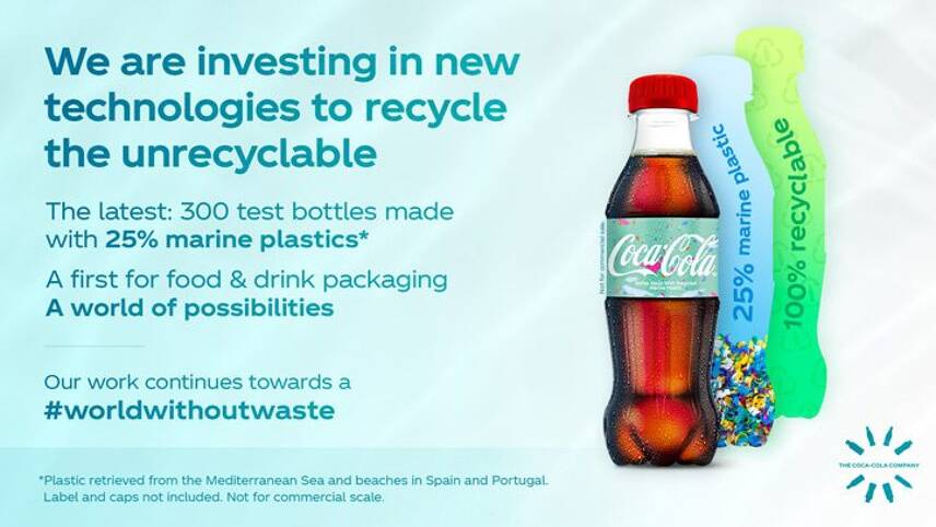 Coca-Cola unveils drinks bottle made from recycled ocean plastics