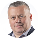 Smiling man in a suit portrait photo.