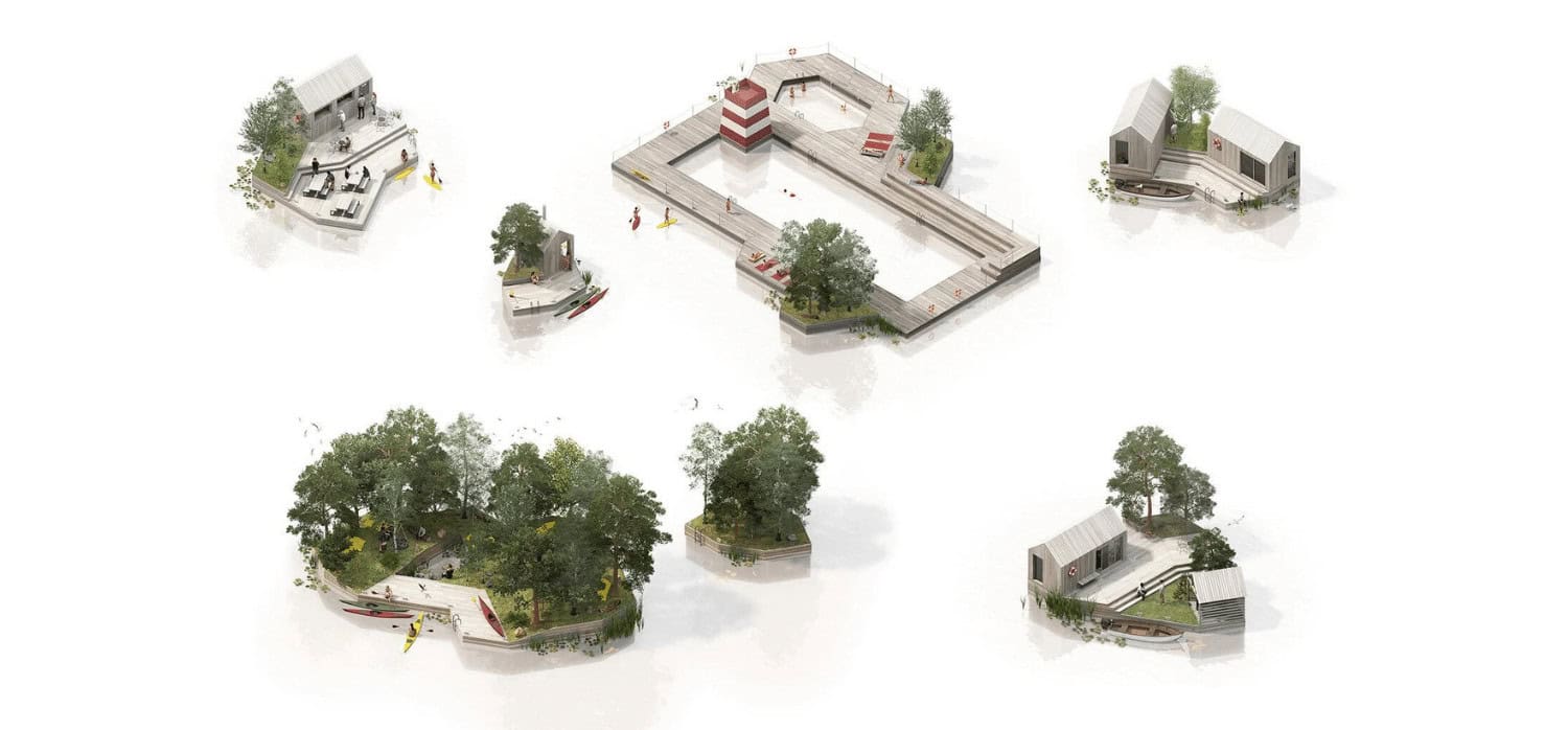 Floating home concept made from recycled materials